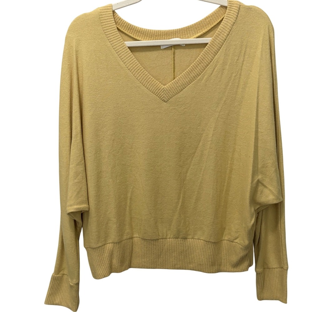 Cherish Muted Soft Yellow Doman Sleeve Crop Sweater Women's Size Small NWOT